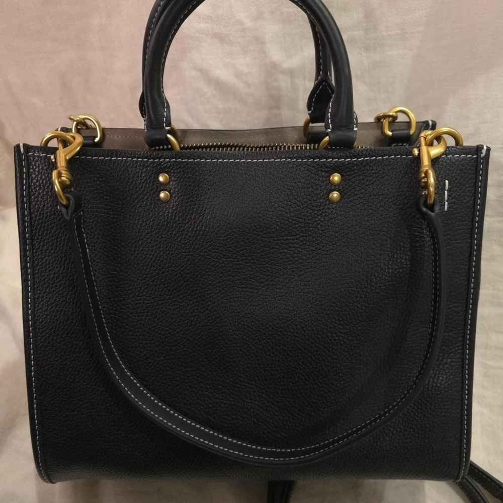 Quince Italian Leather Medium Convertible Satchel - Black - Picture 6 of 8